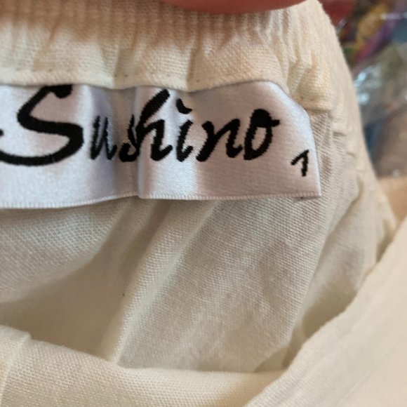 2 piece sleeveless skirt set white linen sz small - Picture 13 of 13